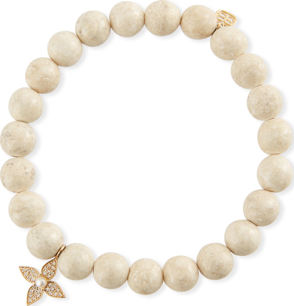 Sydney Evan 14k Pearl Flower & Fossil Bracelet