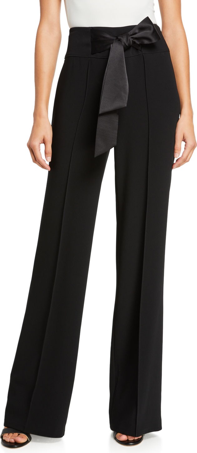 Cinq A Sept Isabel Crepe Pintuck Tie-Waist Pants