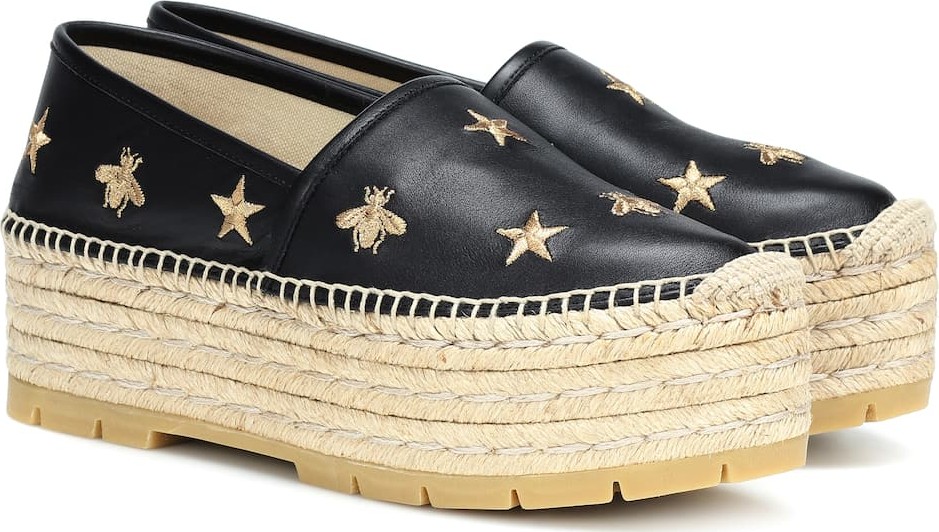 Gucci Leather platform espadrilles