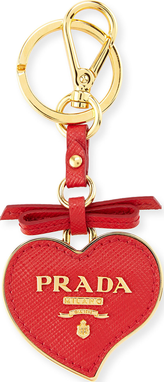 Prada Saffiano Heart Charm, Red (Rosso)
