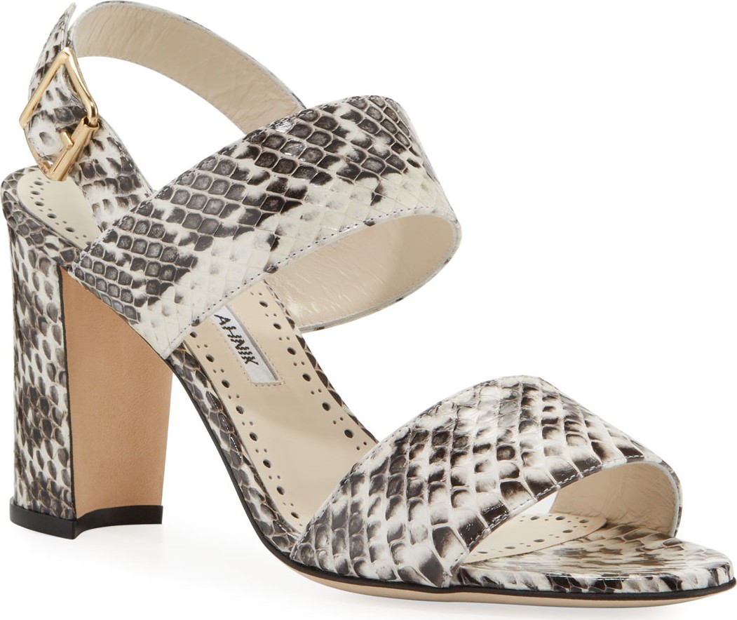 Manolo Blahnik Khan Snakeskin Sandals
