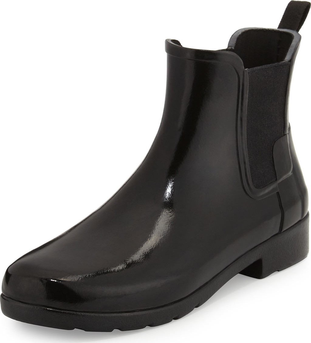 Hunter Boots Original Refined Gloss Chelsea Rain Boot, Black