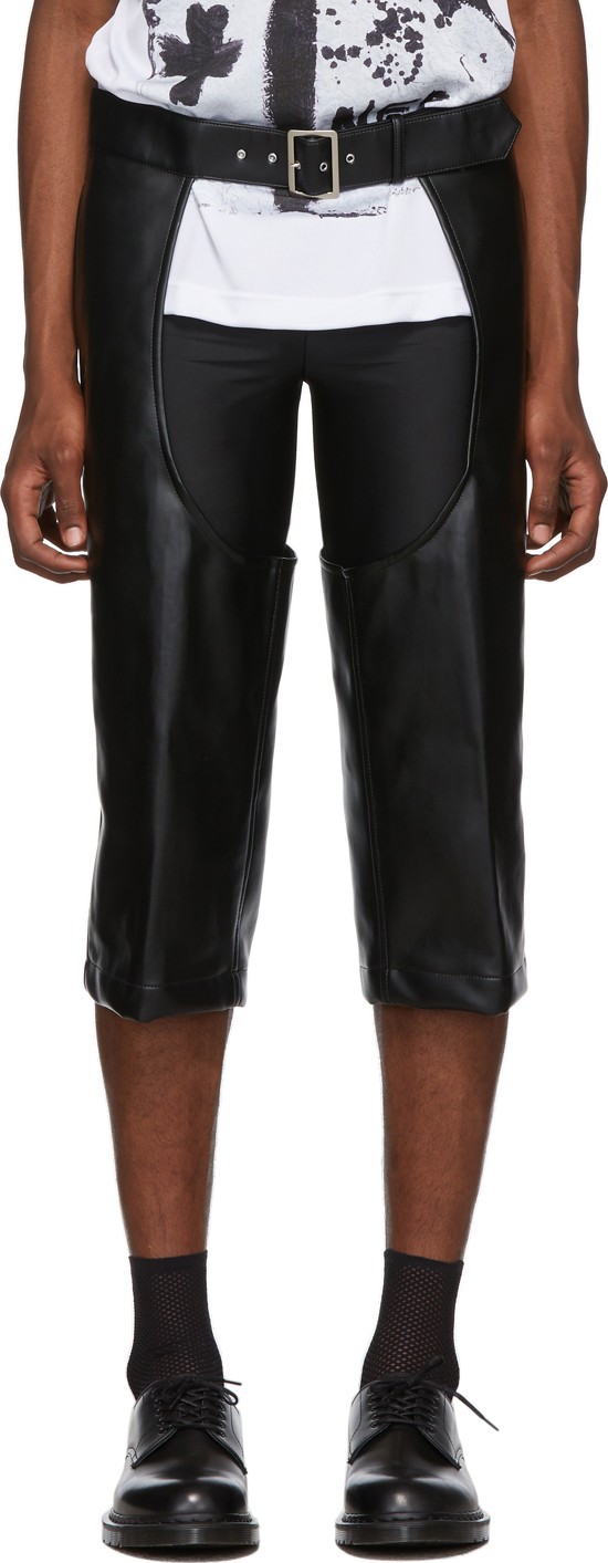 Comme Des Garçons Homme Plus Black Faux-Leather Cut-Out Trousers