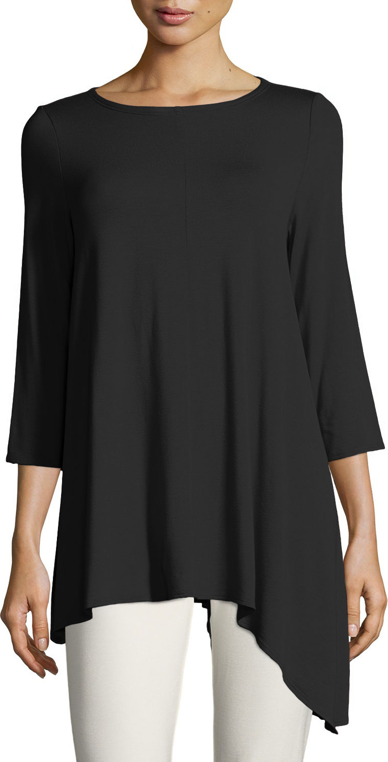 Eileen Fisher Asymmetric Lightweight Jersey Long Top