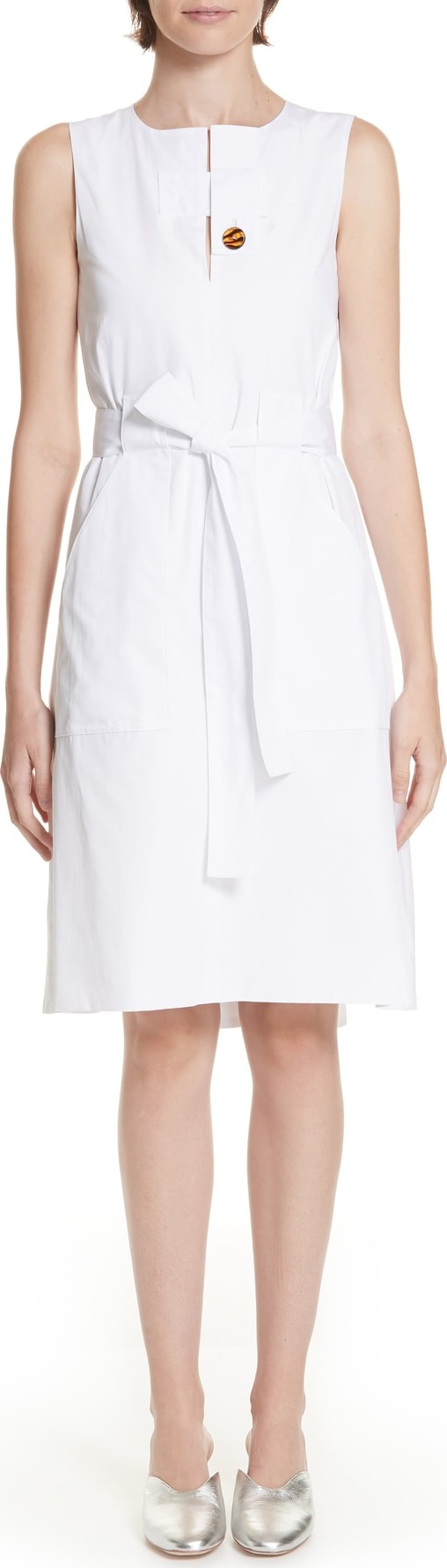 Rosetta Getty Belted Cotton Poplin Dress