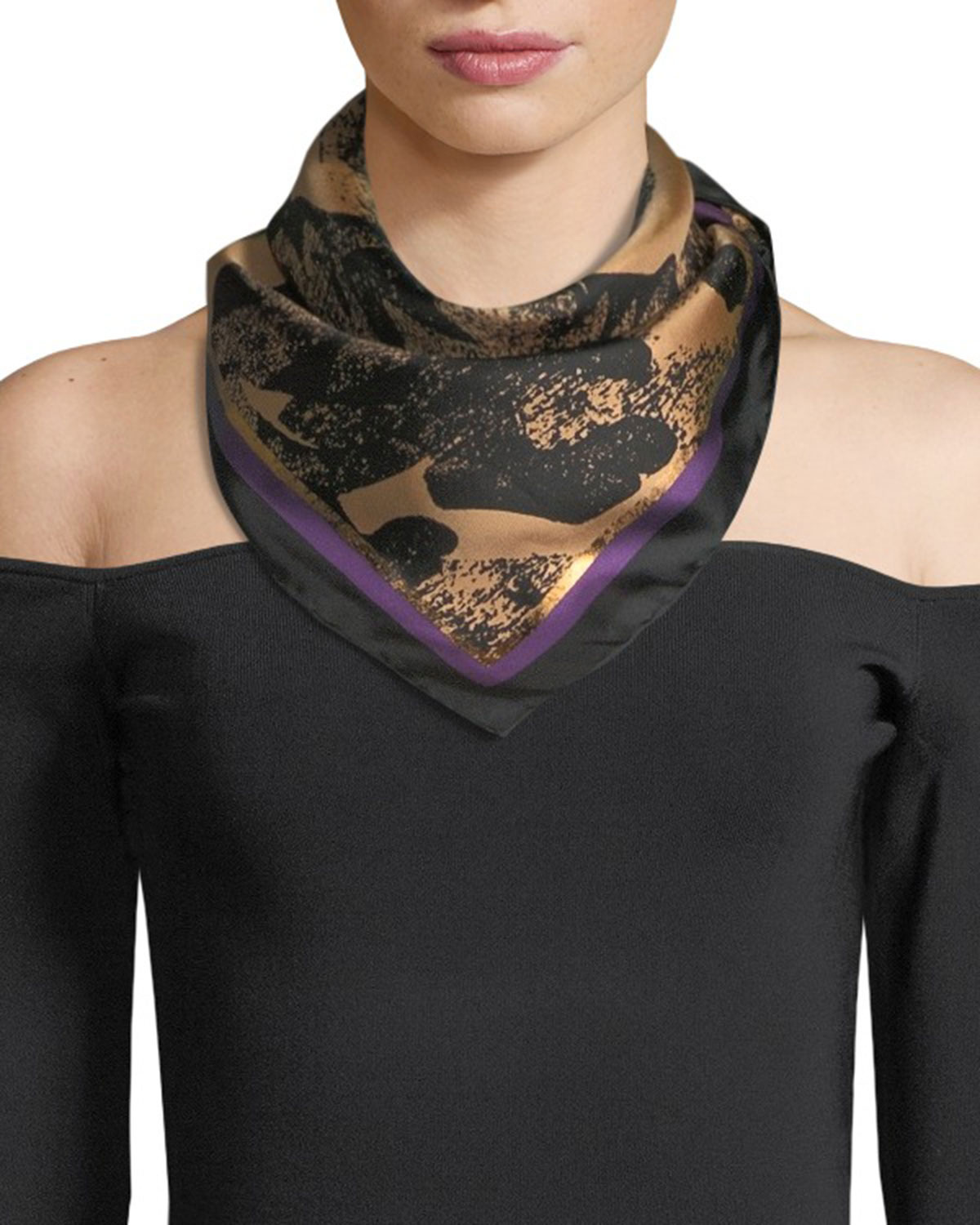 Salvatore Ferragamo Tiger Leaves Silk Scarf