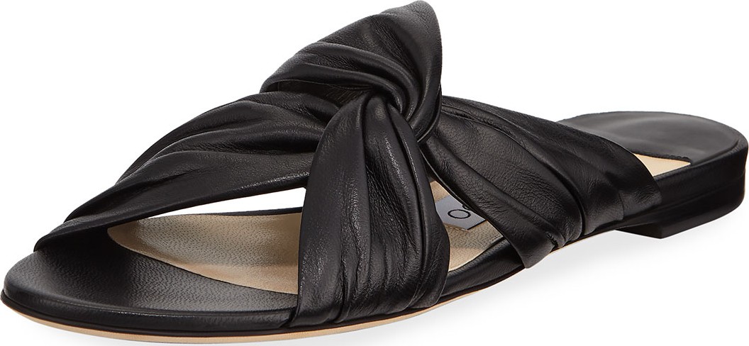 Jimmy Choo Lela Flat Napa Leather Slide Sandals