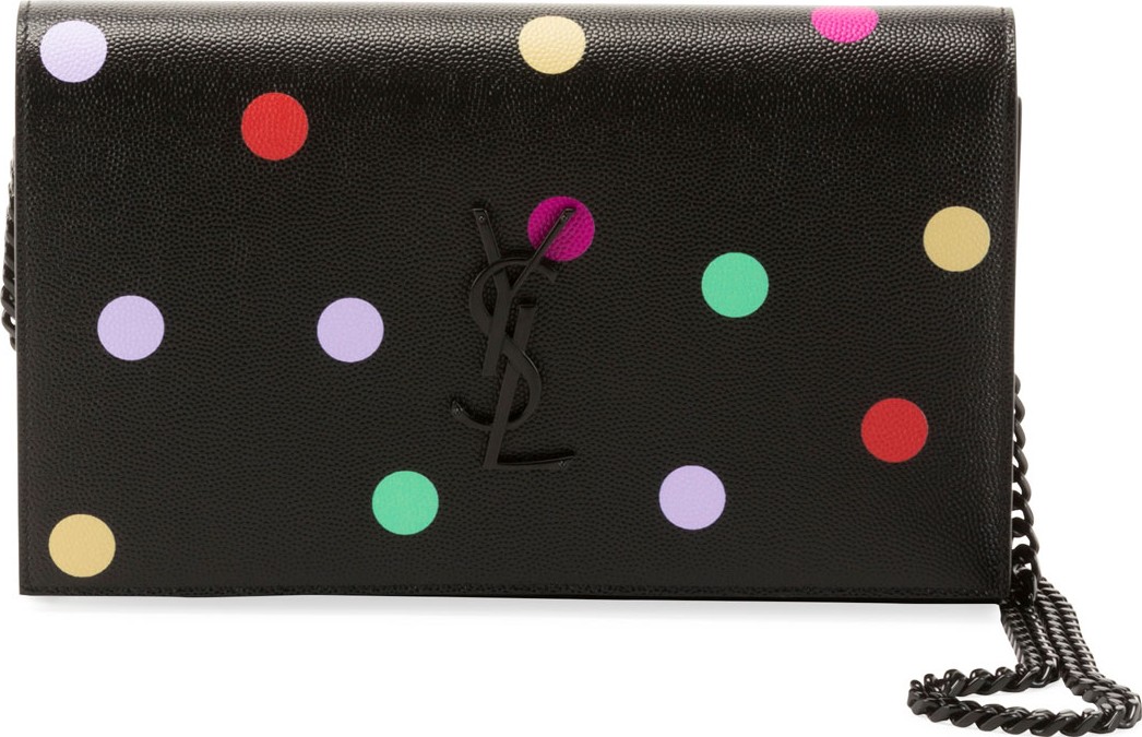 Saint Laurent Kate Small Monogram YSL Polka-Dot Wallet on Chain