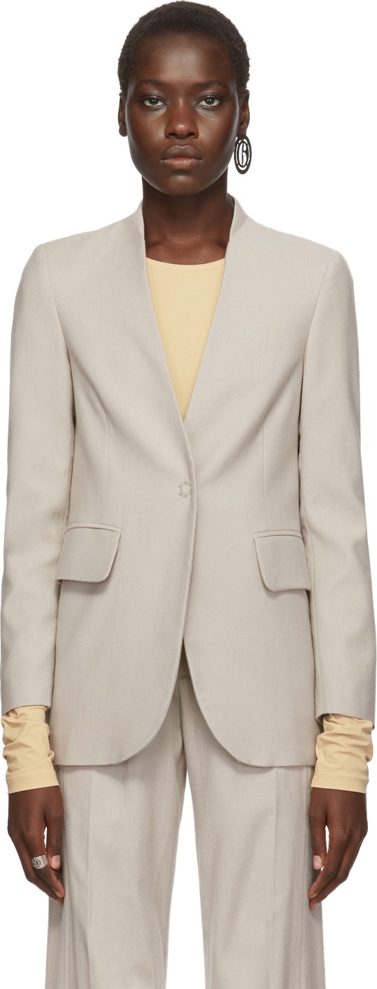 MM6 Maison Margiela Beige Lapel-less Blazer