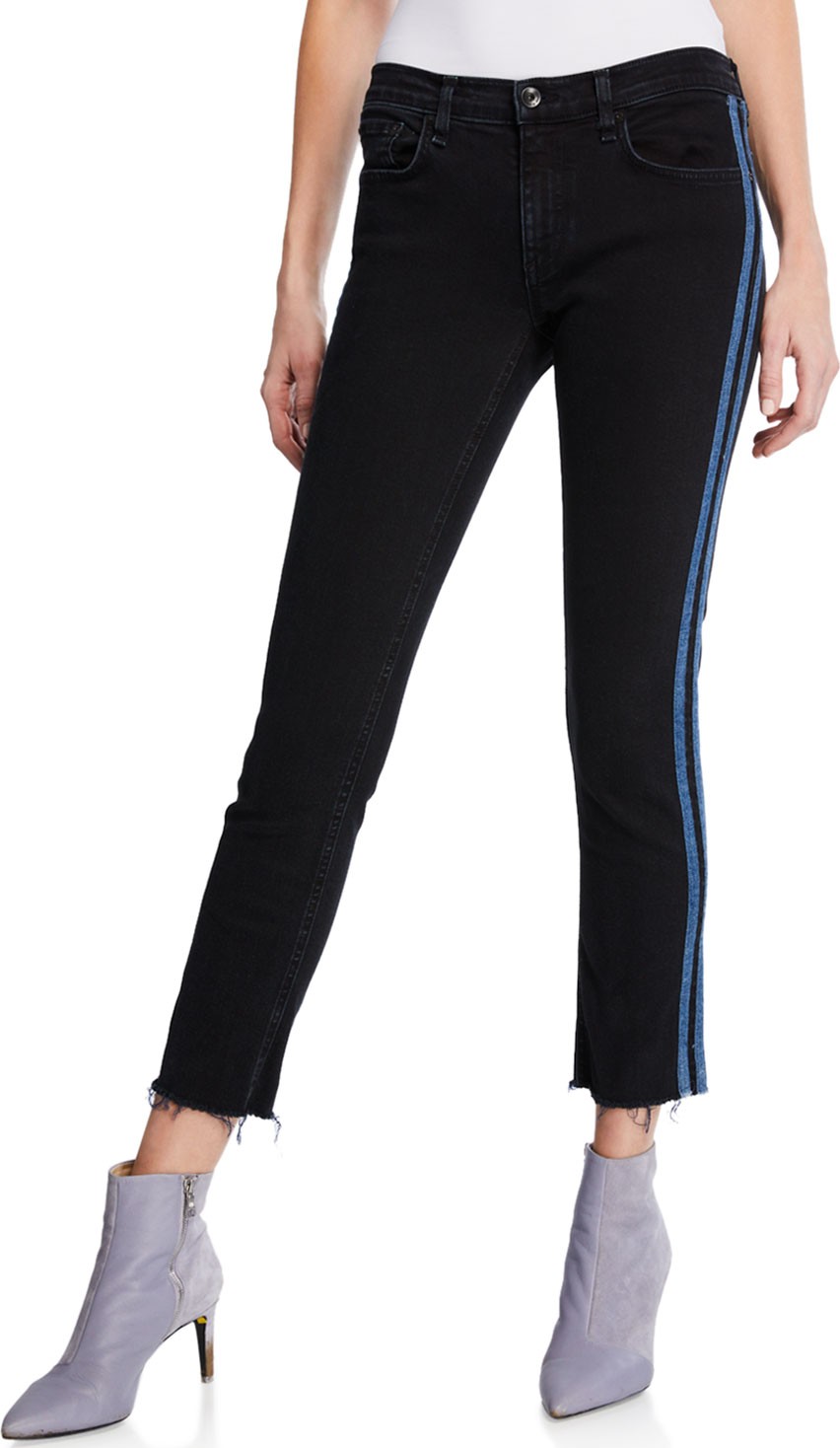 Rag & Bone Ankle Dre Mid-Rise Skinny Jeans w/ Side Stripes