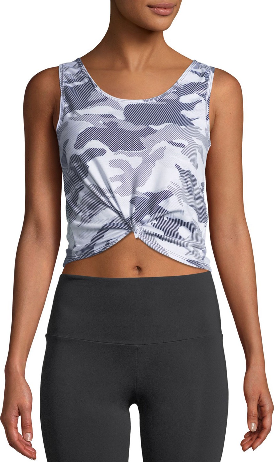 ONZIE Knotted Camo-Print Activewear Crop Top