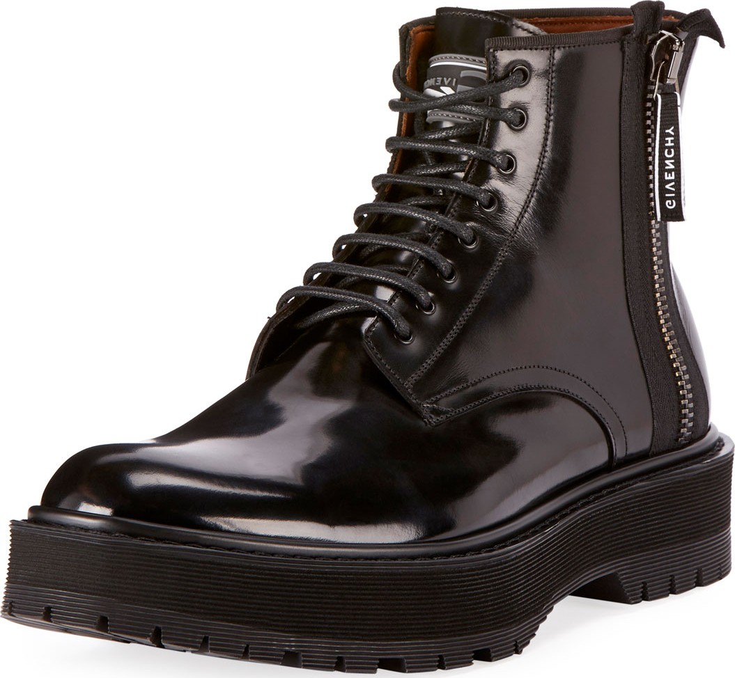 Givenchy Men's Camden Patent Leather Utility Boots