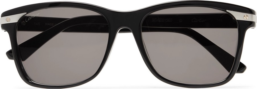 Cartier Santos De Cartier Square-Frame Acetate and Silver-Tone Sunglasses
