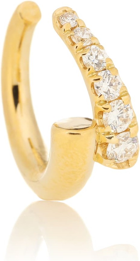 Melissa Kaye Lola 18kt gold single ear cuff with diamonds