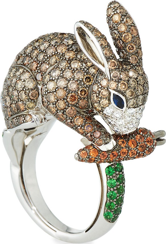 Roberto Coin 18k Diamond & Sapphire Rabbit Ring, Size 8.75