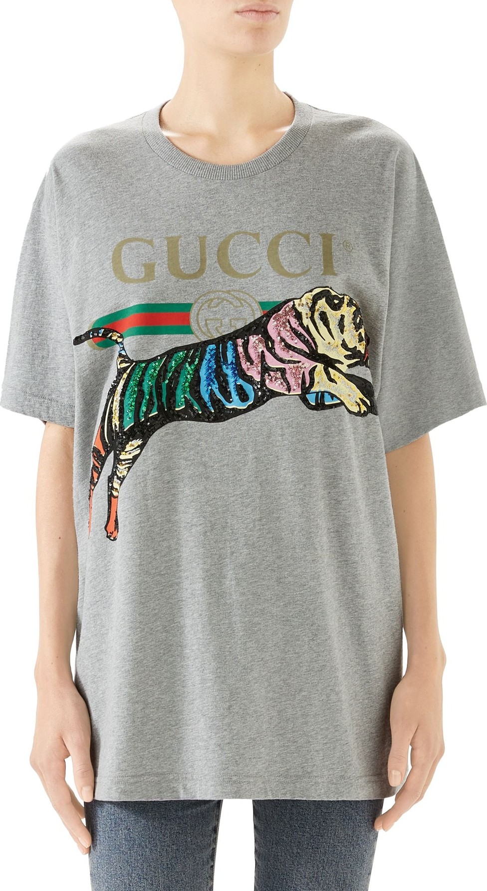 Gucci Sequin Tiger Logo Tee