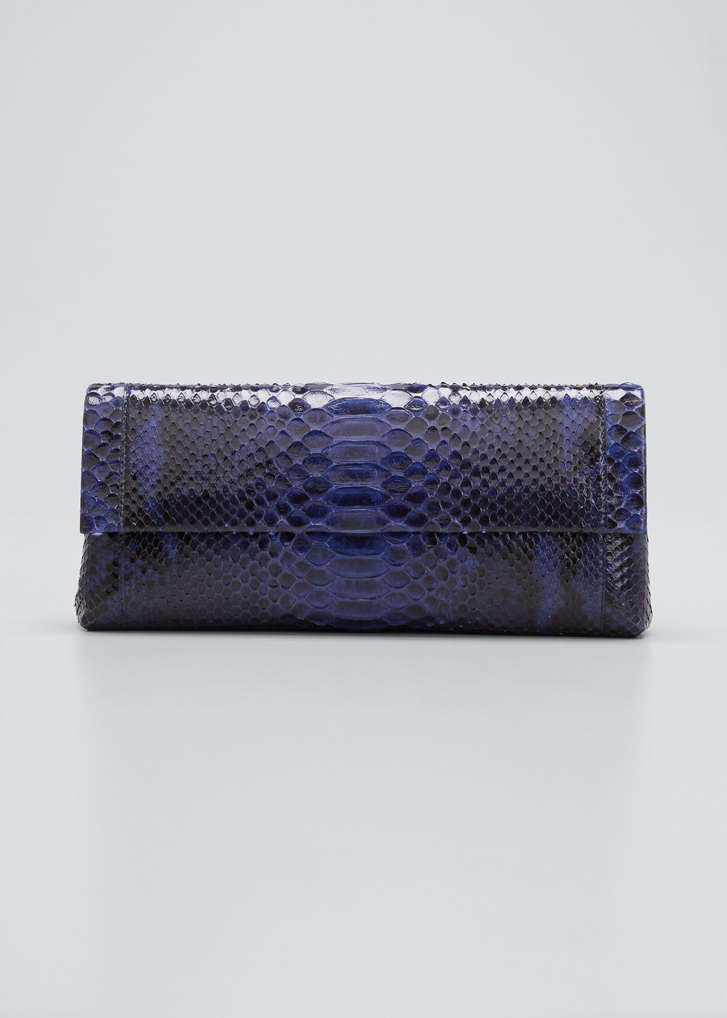 Nancy Gonzalez Gotham Metallic Python Flap Clutch Bag