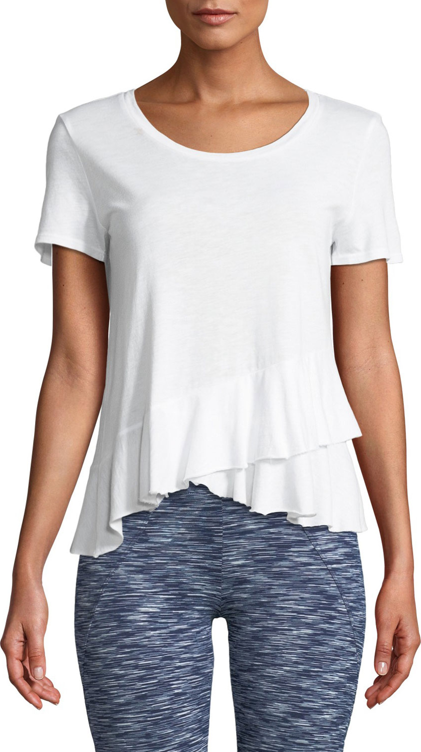 Lanston Draped Ruffle Scoop-Neck Tee