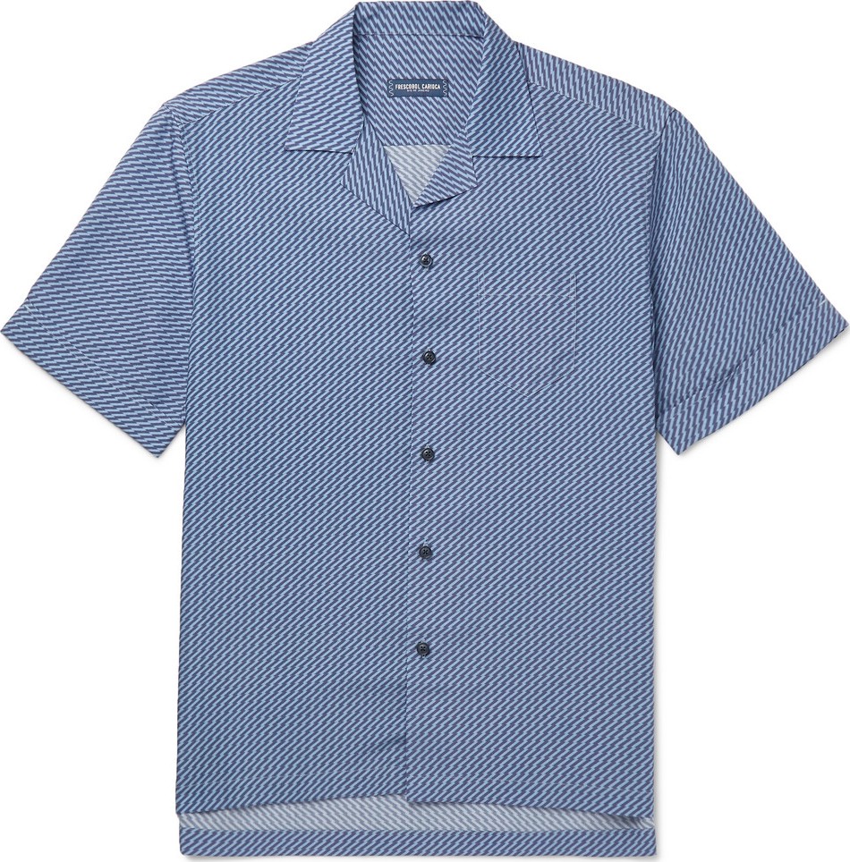Frescobol Carioca Camp-Collar Printed Tencel Shirt