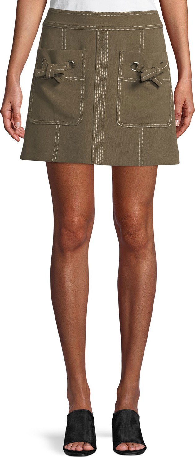 Veronica Beard Rinko Patch-Pocket Mini Skirt