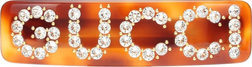 Gucci Crystal-embellished logo hair clip
