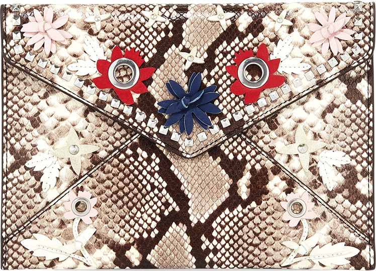 Rebecca Minkoff Leo Snake-Print Clutch Bag