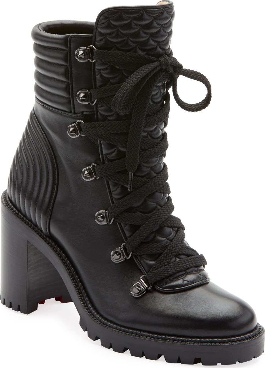 Christian Louboutin Mad Lace-Up Leather Block-Heel Hiker Boots
