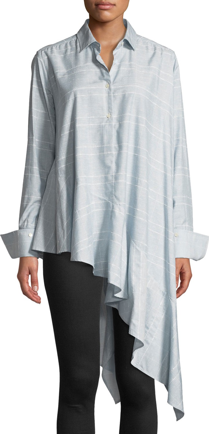 palmer//harding Spicy Long-Sleeve Button-Front Asymmetric Shirt