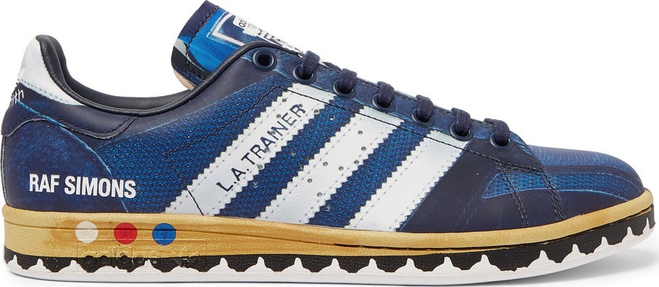 Raf Simons + adidas Originals L.A. Trainer Stan Smith Printed Leather Sneakers