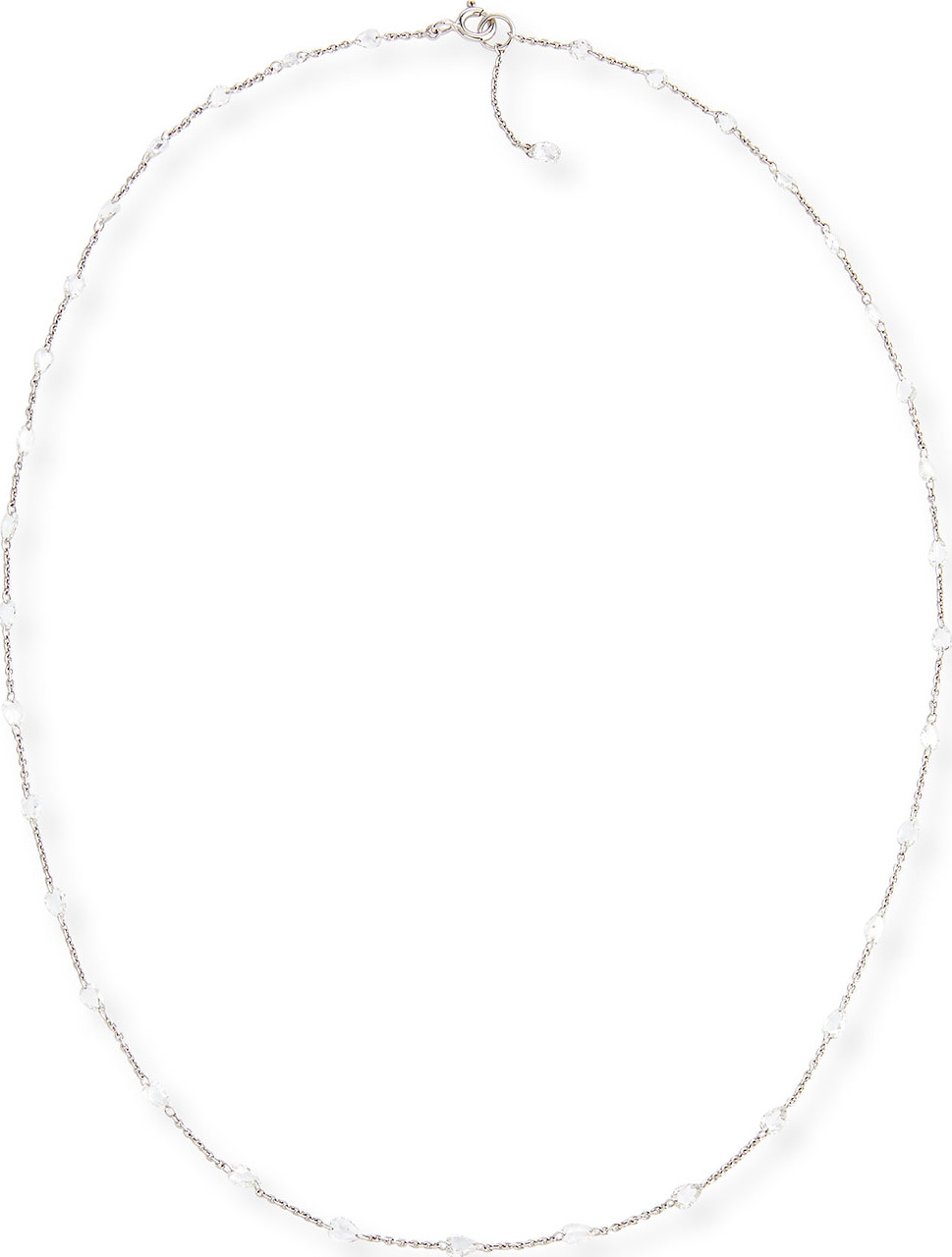 64 Facets 18k White Gold Rose-Cut Diamond Station Necklace