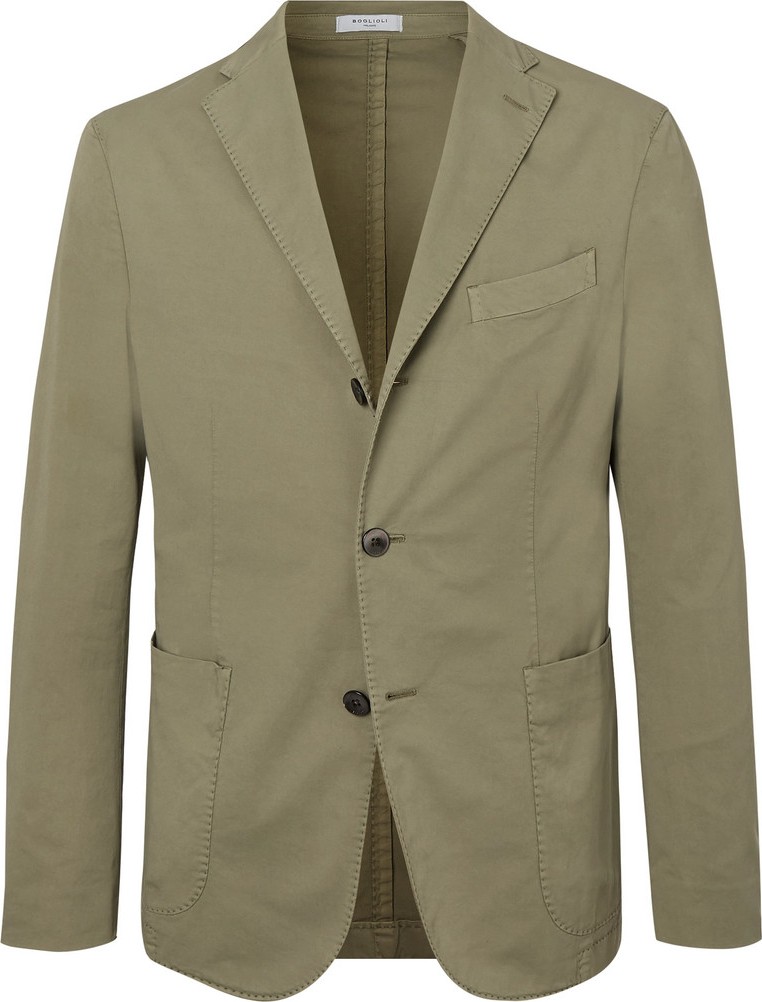Boglioli Green K-Jacket Unstructured Stretch-Cotton Twill Suit Jacket