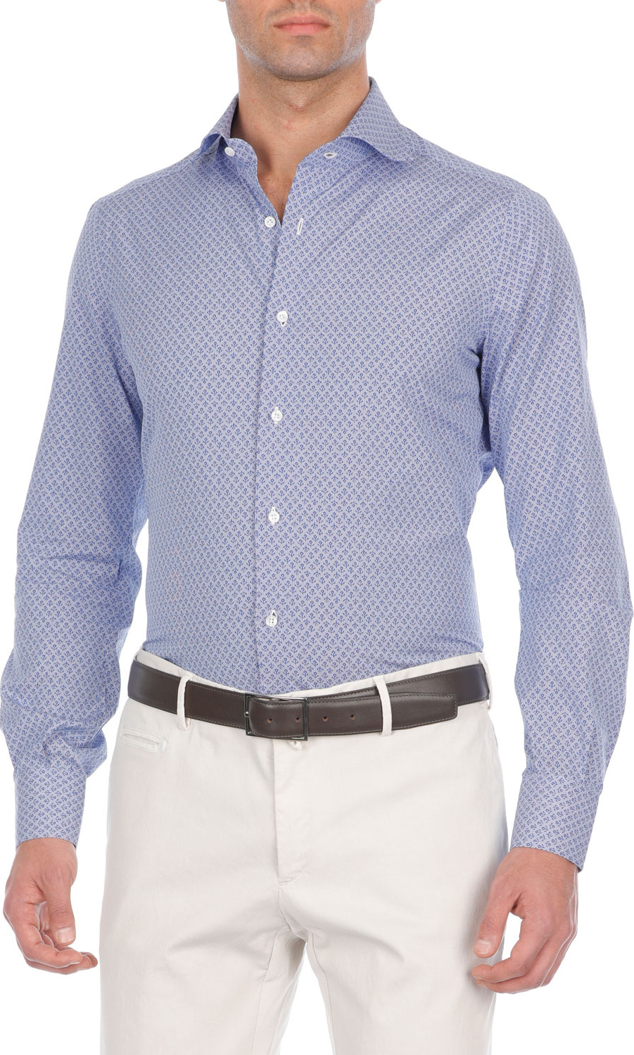 Isaia Anchor-Print Cotton Sport Shirt