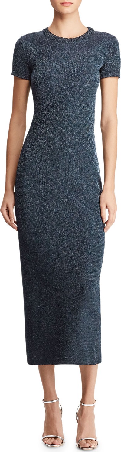 Ralph Lauren Cap-Sleeve Metallic Midi Dress Ralph Lauren Cap-Sleeve Metallic Midi Dress