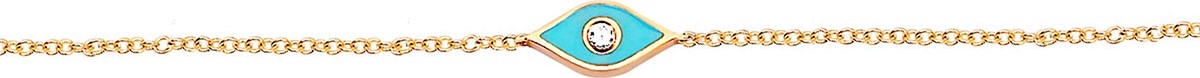EF Collection 14k Rose Gold Diamond & Enamel Evil Eye Bracelet  Turquoise