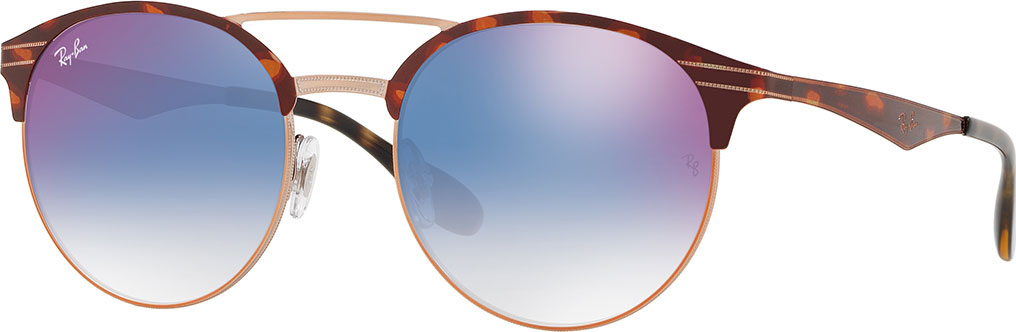 Ray Ban Club Round Mirrored Metal Double-Bridge Sunglasses