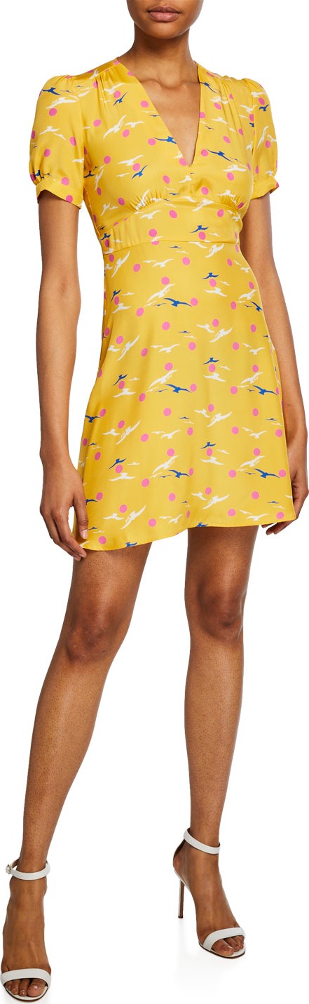 HVN Mini Paula Deep V-Neck Dress