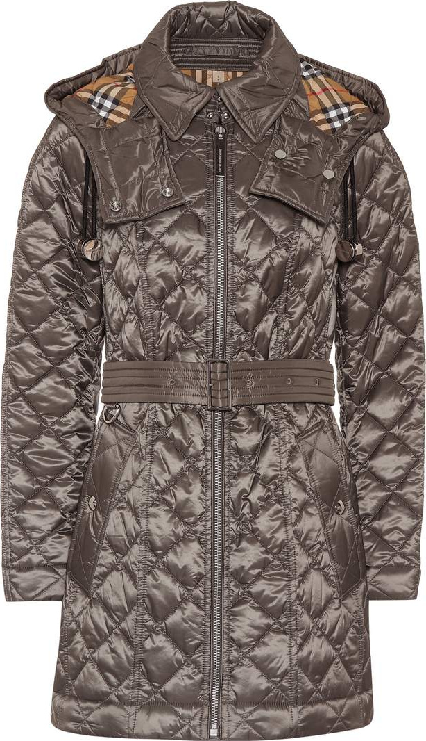 Burberry London England Baughton detachable hood quilted coat