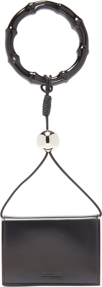 Jil Sander Bamboo-handle leather clutch bag