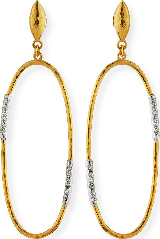 GURHAN 22k Diamond Pavé Hoop Drop Earrings