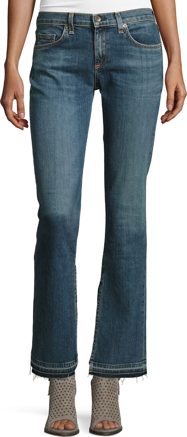 Rag & Bone Lottie Side-Slit Boot-Cut Jeans, Paz
