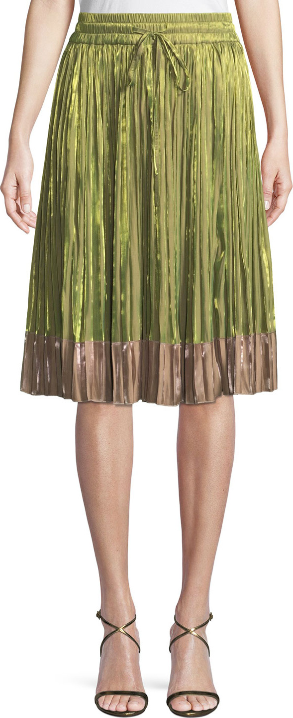 RED Valentino Iridescent Pleated A-Line Skirt