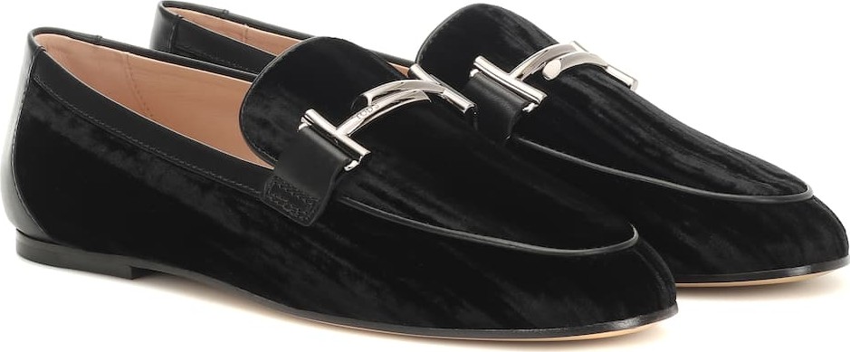 Tod's Double T crushed-velvet loafers