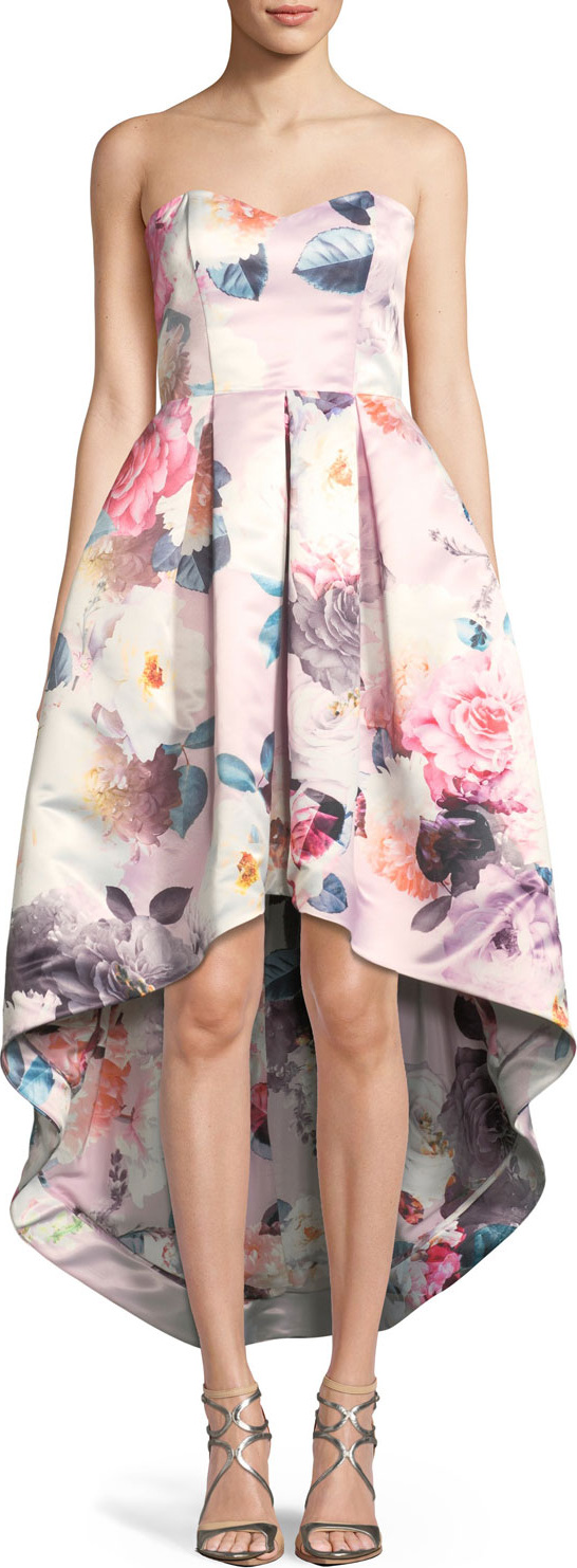 Parker Roxanne Strapless High-Low Floral Dress