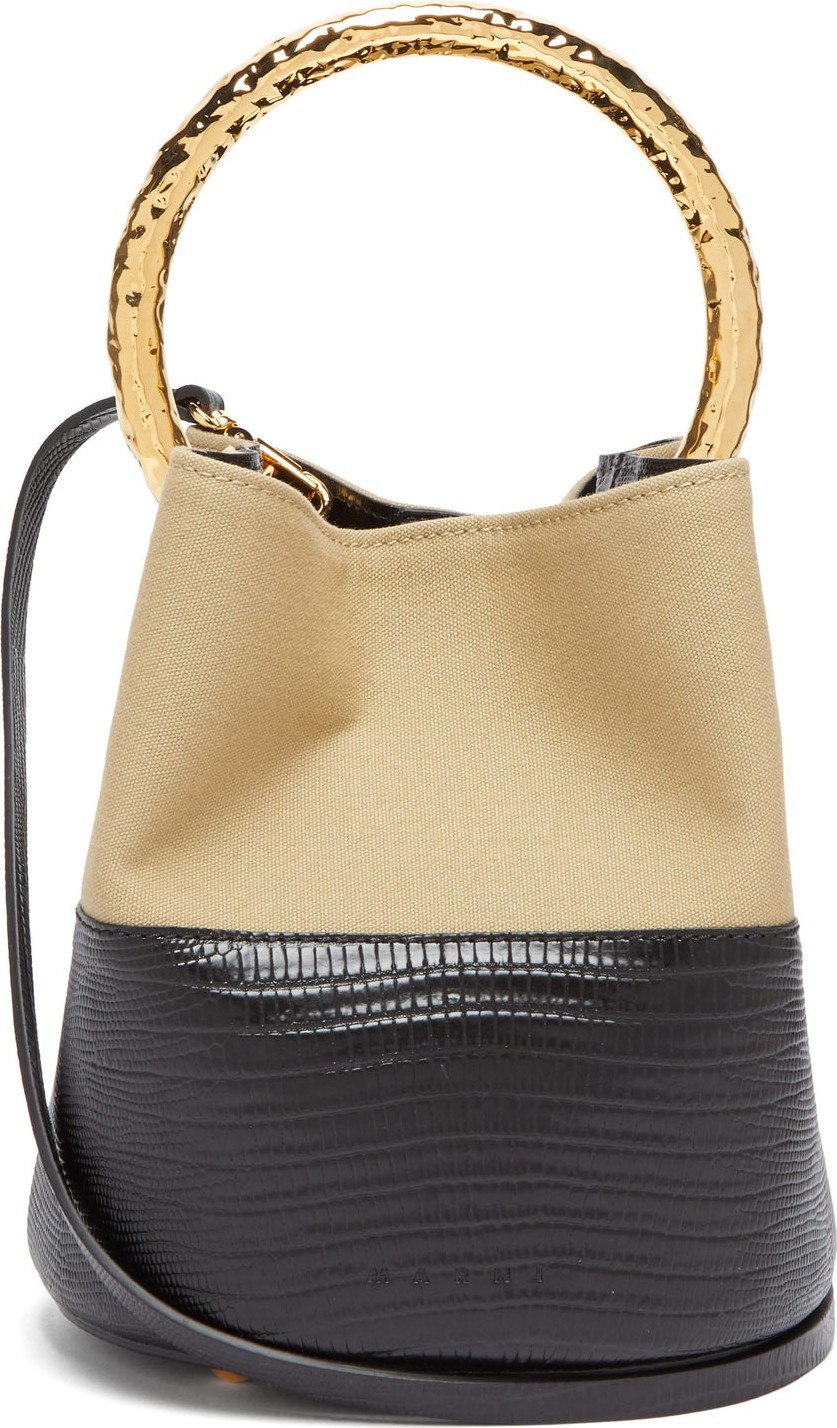 Marni Pannier lizard-embossed leather bucket bag