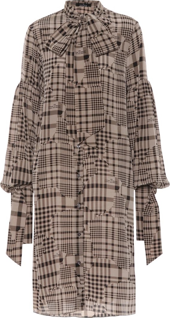 Rokh Checked silk crêpe de chine dress