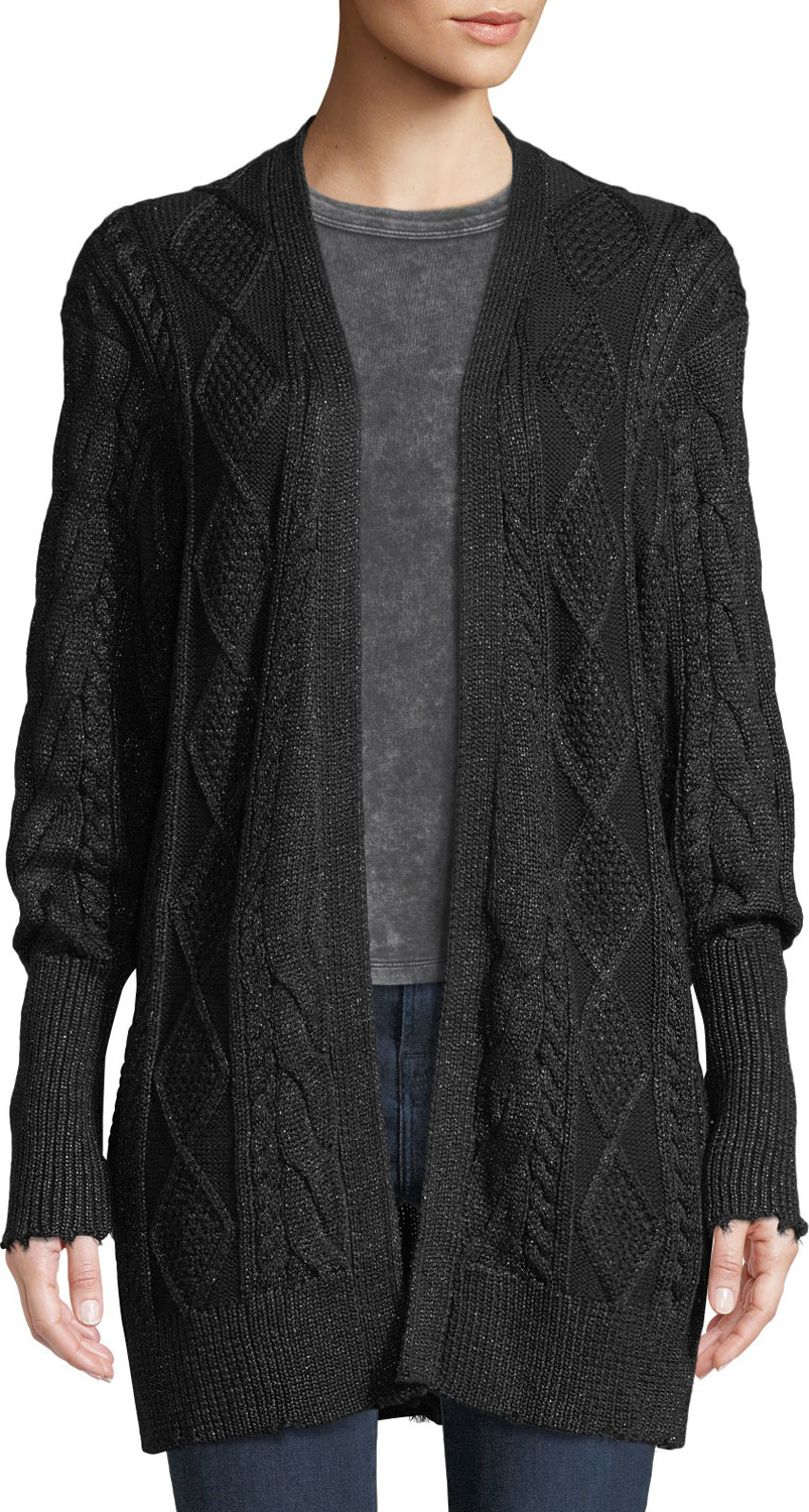 RtA Serge Metallic Cable-Knit Cardigan
