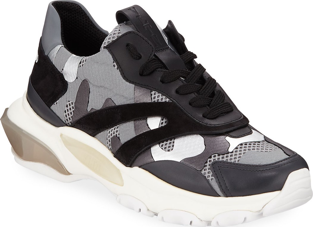 Valentino Bounce Camo Lace-Up Sneakers
