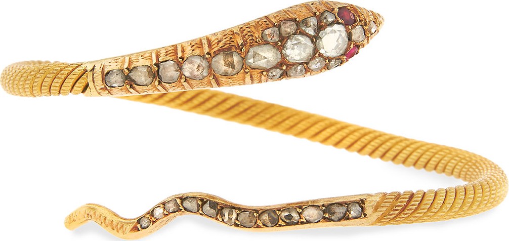 Turner & Tatler Serpent Wrap Bracelet with Diamonds & Rubies