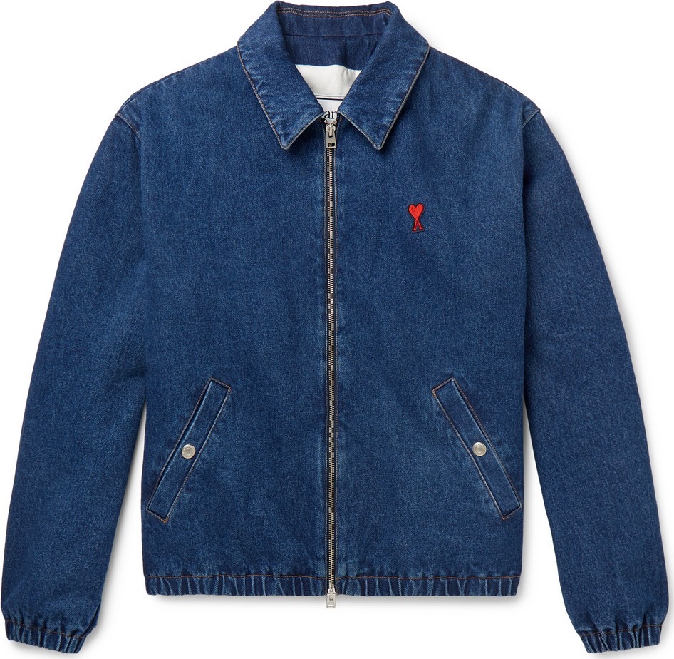AMI Logo-Appliquéd Denim Blouson Jacket
