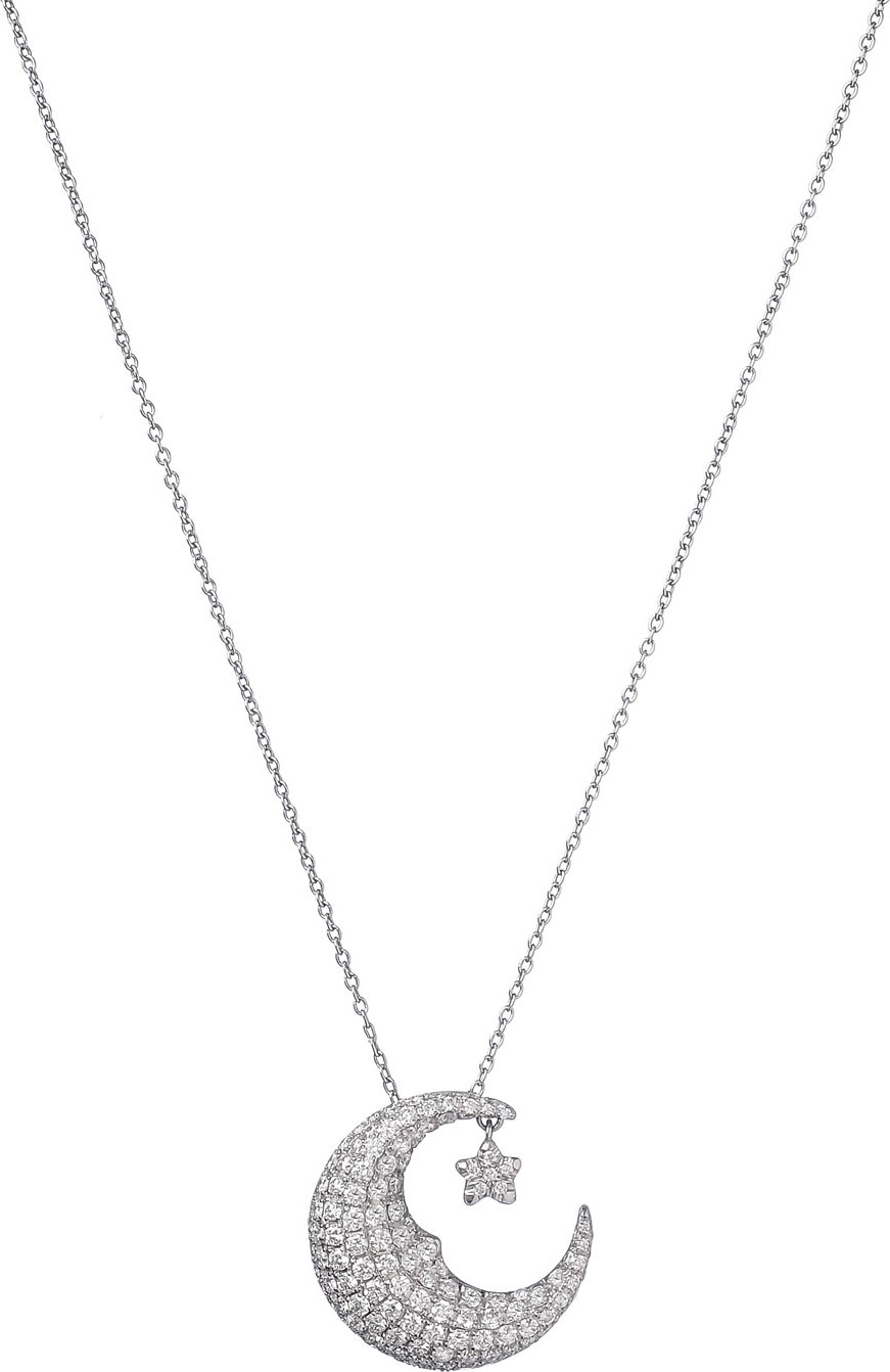Pippo Perez 18k White Gold Diamond Moon Pendant Necklace